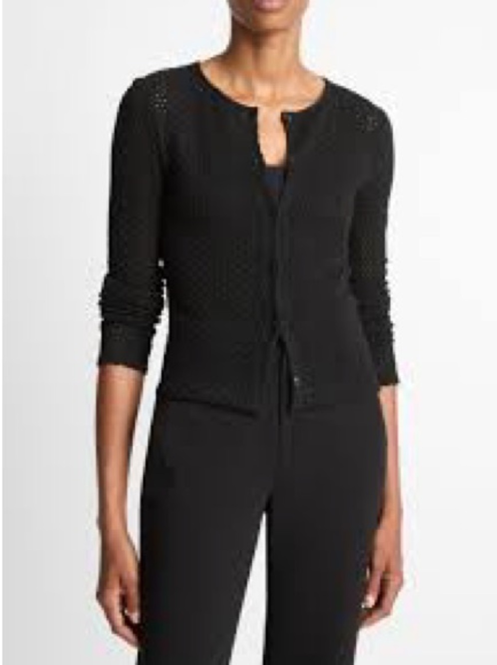 Zadig & Voltaire Black Open-Knit Button Cardigan